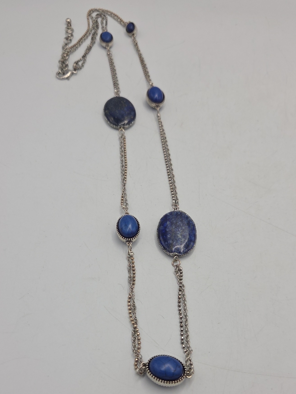 Chico's Blue Stone Long Pendant Necklace